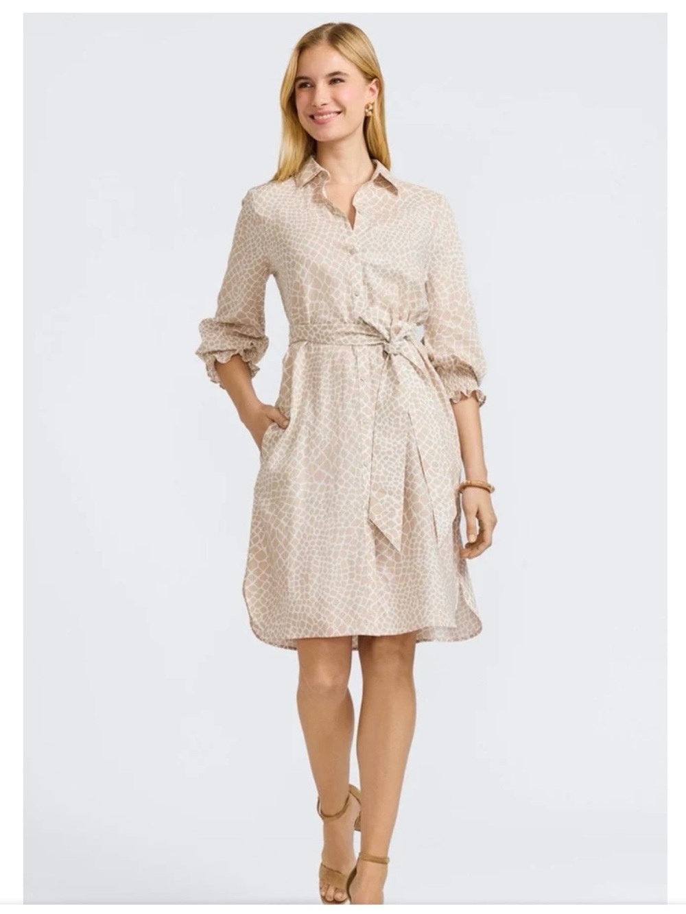 Foxcroft Abby Giraffe 3/4 Sleeve Dress